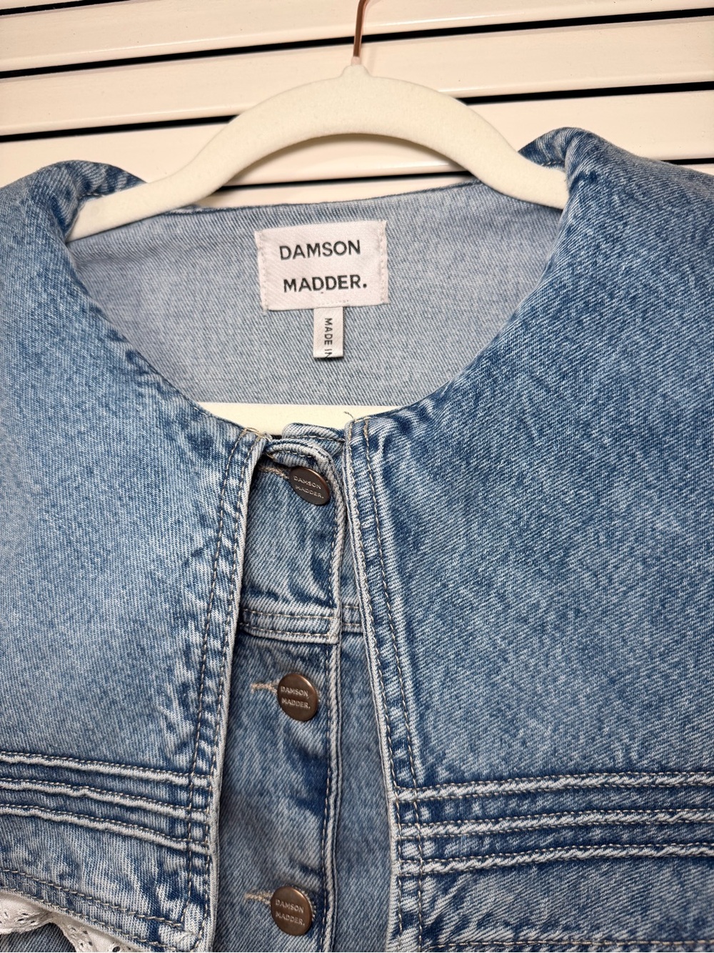 Damson Madder Broderie Anglaise Ruffle Denim Sailor Jacket - Size UK 10/US 6 - Picture 3 of 10